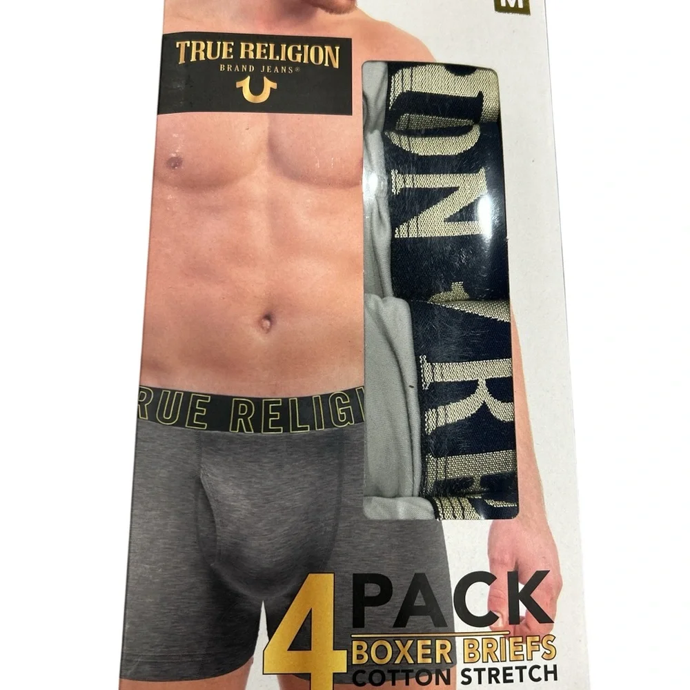 True Religion Men’s Gray Boxer Briefs - 3-Pack medium